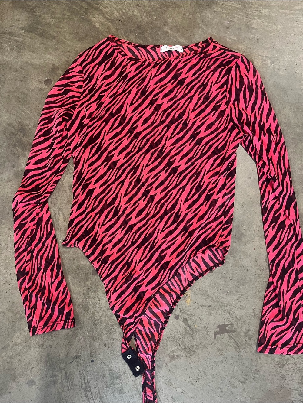 Pink zebra sheer bodysuit